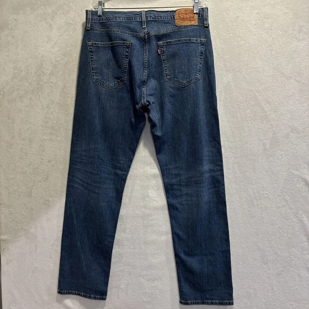 Levis 505 Jeans Men's 34x32 Blue Medium Wash Straight Leg Denim Pants Classic